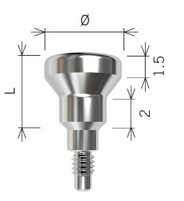 Healing post.. Ø4.0 L5, S/RI 3.253.75.. Healing abutment